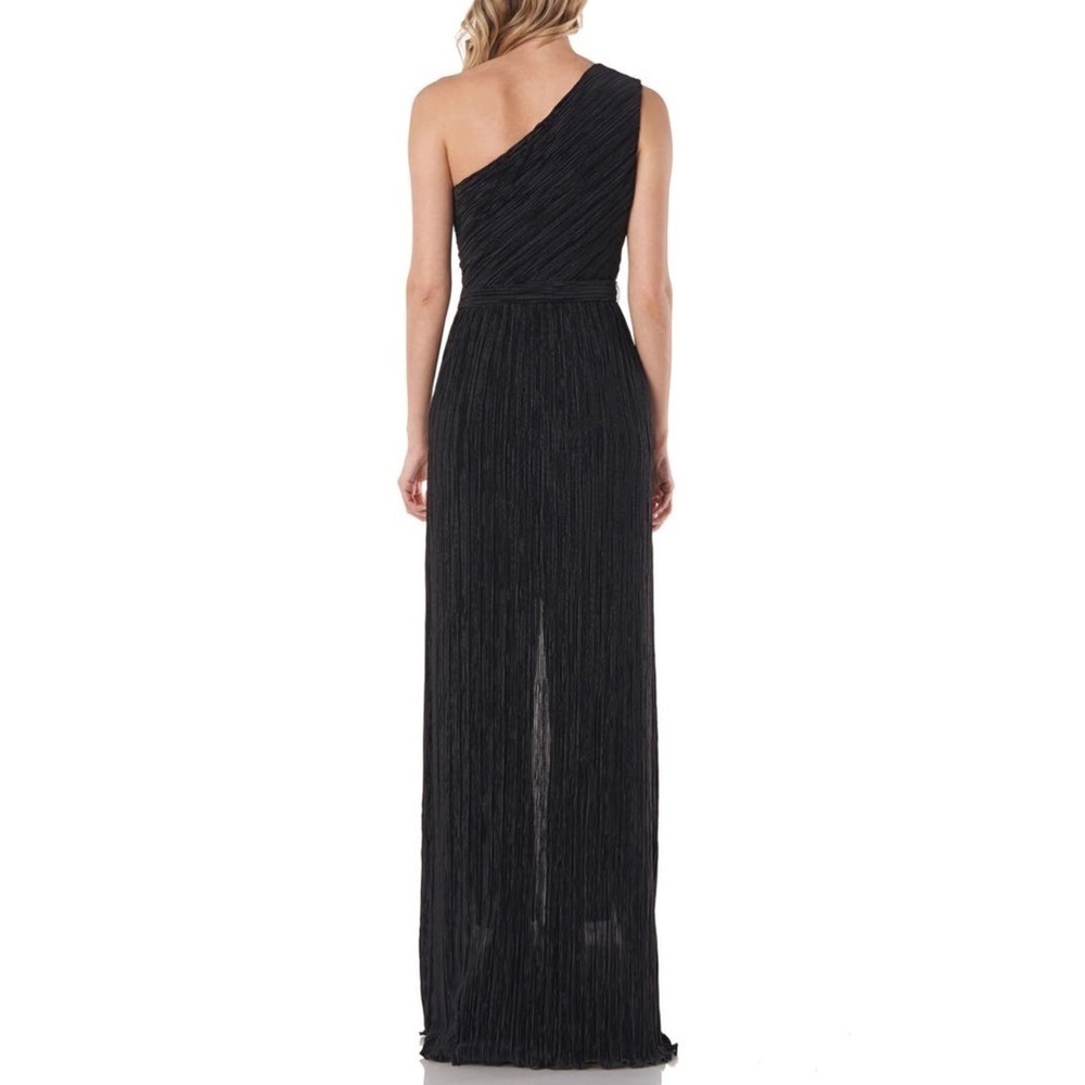 Kay Unger Leah Walk Through Black One Shoulder Jumpsuit Size 2 - Picture 2 of 8